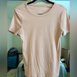 A new day ribbed pink short sleeve tee